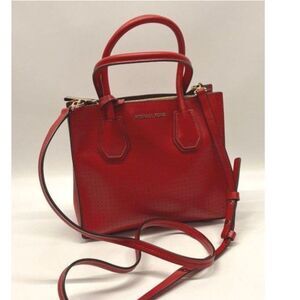 Michael Kors Small Lipstick Red Perforated Crossbody Bag